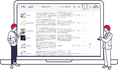 売上サマリーや広告別レポートを表示したダッシュボードのイラスト